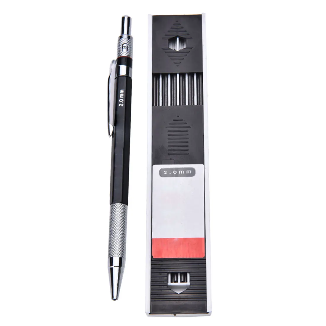

Metal Mechanical Pencils 2.0 mm 2B Lead Holder Drafting Drawing Pencil Set with 12 Pieces Leads Writing School Gifts Stationery