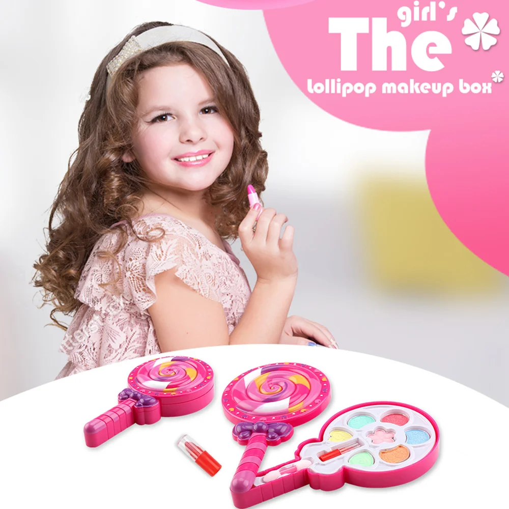 DIY Kids Make Up Toy Set Pretend Play Princess Pink Makeup Beauty Safety Non-toxic Kit Toys for Girls Dressing Cosmetic Candy Bo