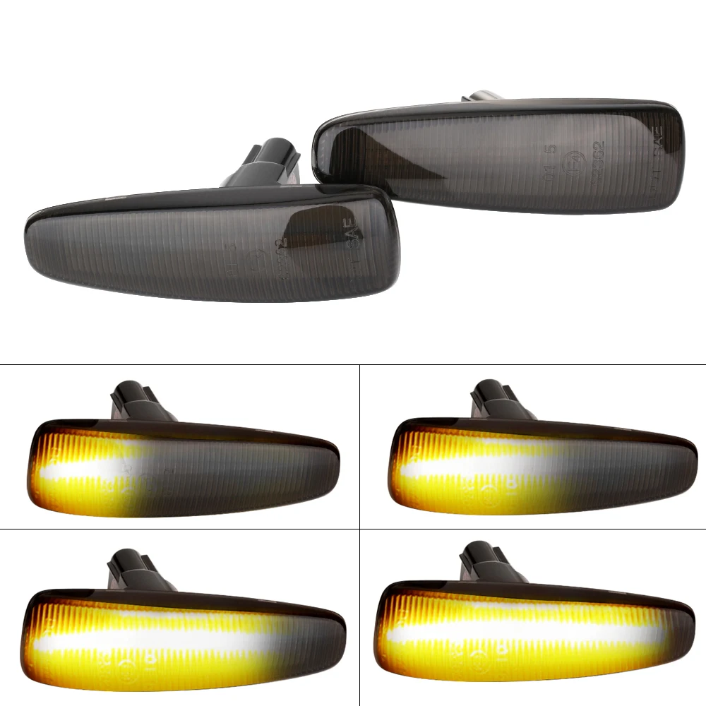 

2pcs Dynamic LED Amber Side Fender Marker Turn Signal Lights Yellow 8351A001 For Mistubish Lancer EVO X Smoke LED Light