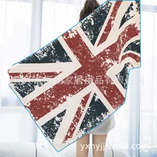 Перевода в Соединенном Королевстве Национальный флаг сверхтонкого волокна двухсторонний плюш пляжные Полотенца на открытом воздухе быстрое высыхание принт ванное Towe