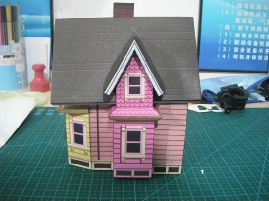 UP Flying Cabin 3D Paper Model Small Mooden House DIY Handwork Toy For Kid Children 4