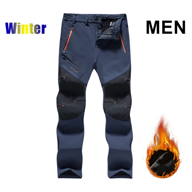 Winter Fleece Warm Men Pants Male 