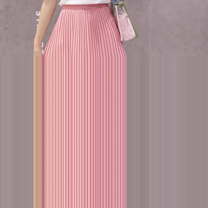 Осень Зима Новые повседневные юбки средней длины Модные свободные элегантные плиссированные юбки женские однотонные трапециевидные юбки с высокой талией