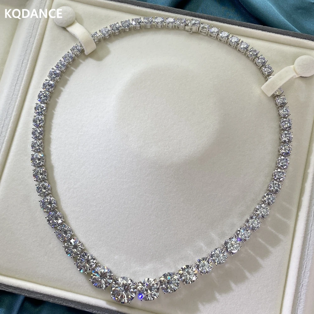 

KQDANCE Real 925 Silver Simulated Moissanite Diamond Chain Tennis Necklace Wedding Cocktail Party Fine Jewelry For Women or Men