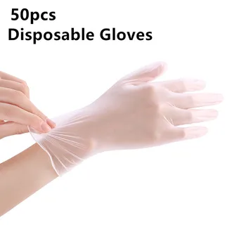 

50pcs PVC Transparent Disposable Gloves Anti-static Gloves For Food Cleaning Cooking Beauty Salons Accessories Finger Gloves