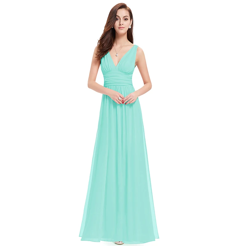 light blue Skyyue/платье подружки невесты, сексуальные женские вечерние платья с v-образным вырезом для девочек, без рукавов, без рукавов, большие размеры, Robe HOND Honneur C498 - Цвет: light blue