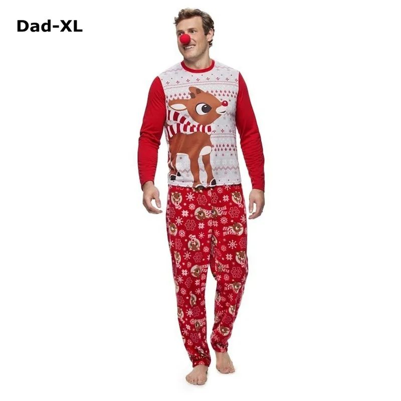 Одинаковые Семейные рождественские пижамы для взрослых, комплект одежды для сна с принтом оленя, детская одежда для сна, пижамы для родителей и детей - Цвет: Dad-XL