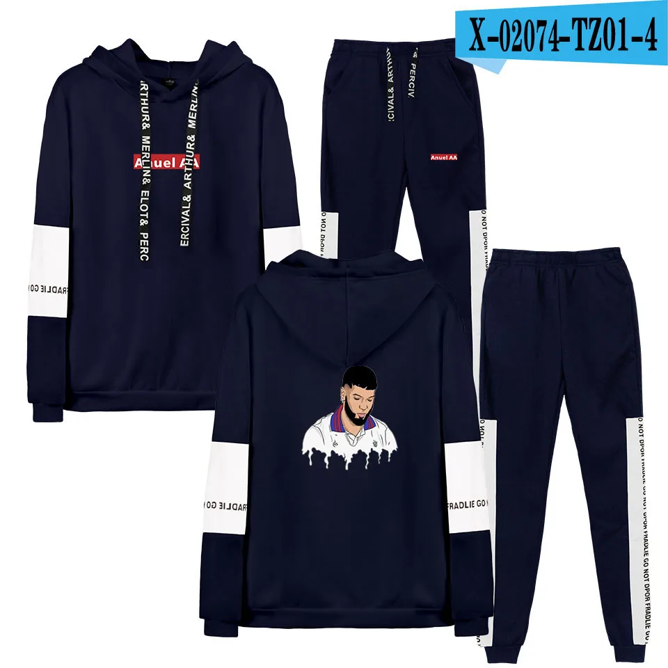 Anuel AA, хип-хоп, настоящий хаста Ла Муэрте, новинка, толстовки, костюмы, зимние толстовки Ragaln+ штаны, спортивный костюм для отдыха - Цвет: KZ01
