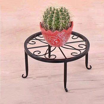 

European Style Iron Potted Stander Flower Pot Rack Stand Shelf Round Single-layer Plants Stool Garden Planter Decor Rack