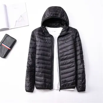

Fashion Brand Autumn Winter Light Down Jacket Men's Hooded Casual Large Ultra-thin Light Weight Youth Slim Coat Plus Size S~6XL