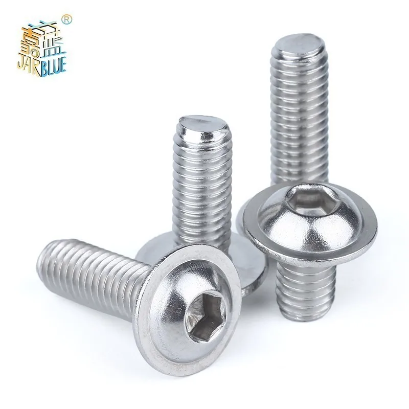 Tornillos de cabeza de botón hexagonal de acero inoxidable, cabeza de perno de Collar con perno de Collar, M3, M4, 20 piezas, M5, 304, 10-M6