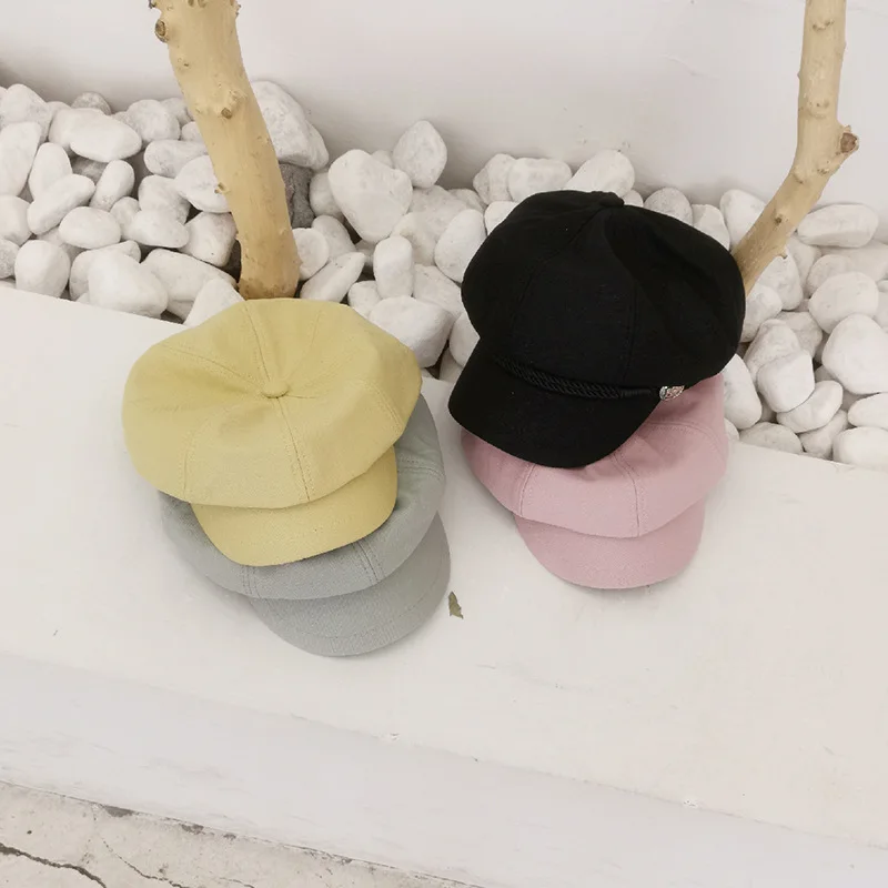 

Octagonal Cap Women's Autumn And Winter Cotton Linen Beret Korean-style Versatile England Street Cool Cricket-cap Painter Cap Ne