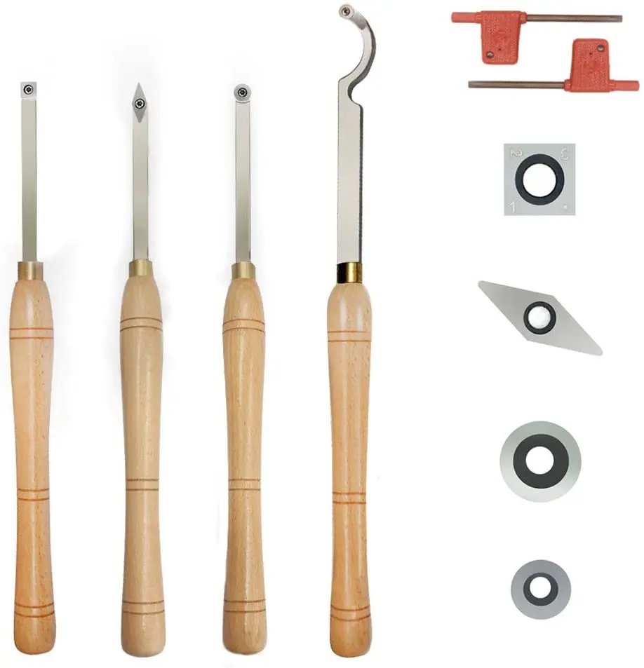 4 Pcs Carbide Tipped Wood Turning tools Lathe set Finisher/Rougher/Detailer/Hollower Swan Neck Hollower with Solid Handle | Инструменты
