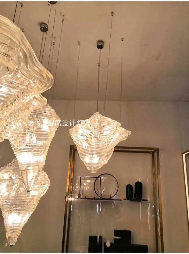 Led пост-современный скандинавский клиент продаж офисный песок стол Китайский ветер облака горный комплекс Здание Люстра креативный акриловый