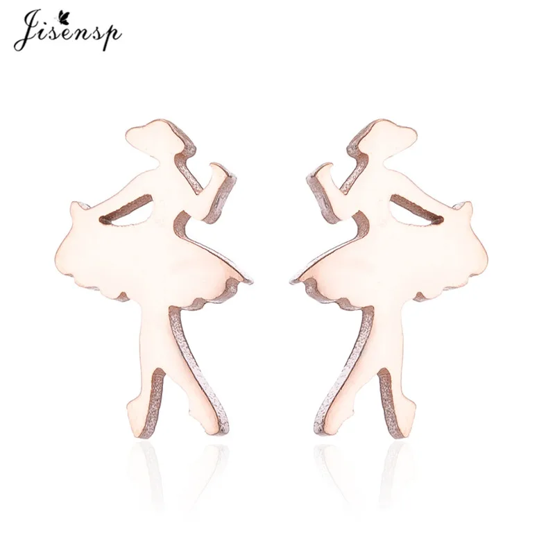 Mini Stainless Steel Earings Fashion Jewelry Small Animal Ear Studs Punk Cross Star Dragon Ballet Stud Earrings Pendientes Gifts