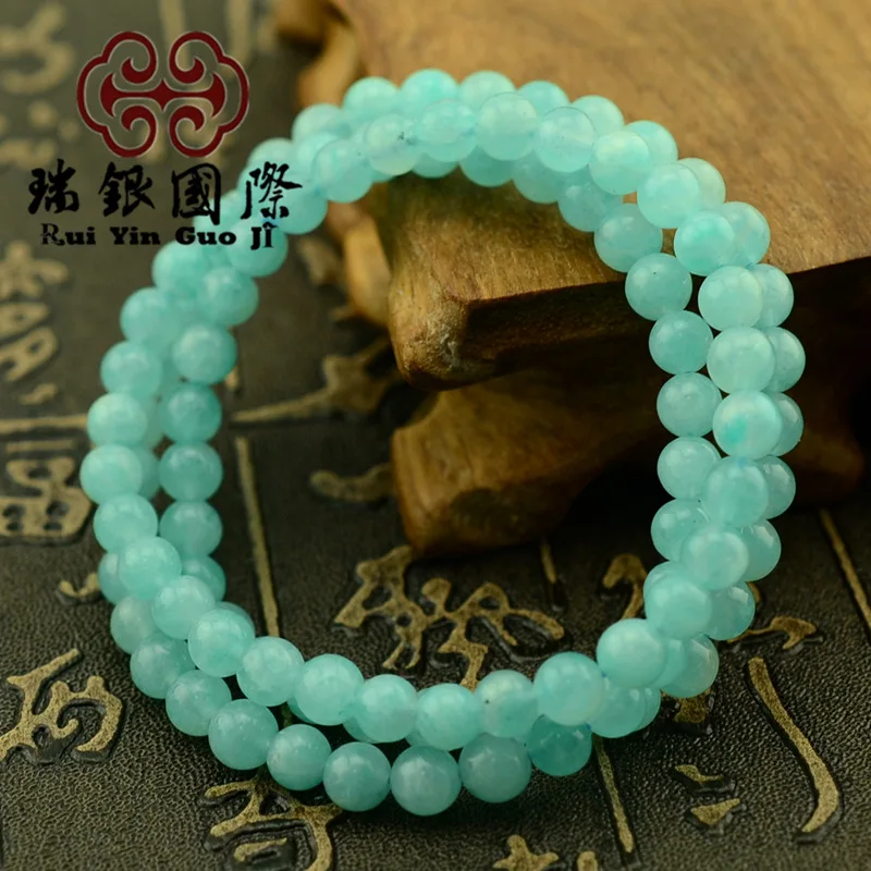 

Natural Amazonston Bracelets Xinjiang Ice-like Amazonston Bracelets Belief Stone of Single Loop Women's Hand Jewelry Pure