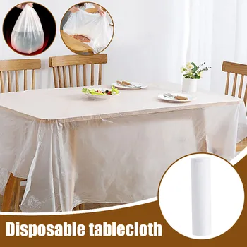 

Disposable Tablecloth Household Plastic Cloth Film Thickened Dining Table Cloth comfortable, clean and sanitary easy clean up