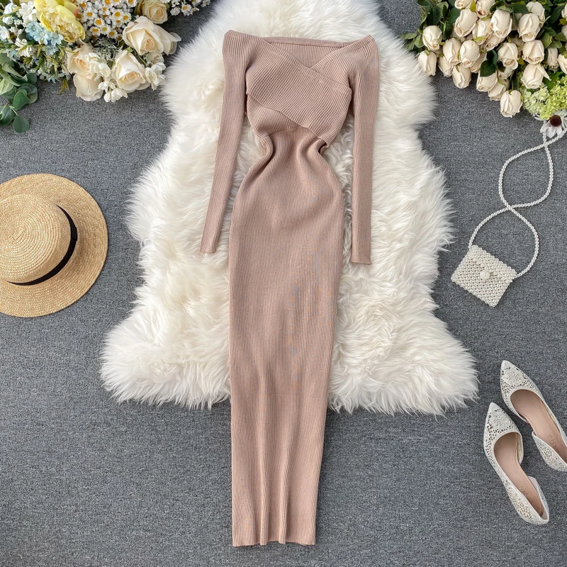 Women Off Shoulder Dresses Twist Party Robe Knitting Ribbed Sexy Vestido Elegant Solid Maxi A Line Pullover Clothes Korean Style - AliExpress 200000345 Women Off Shoulder Dresses Twist Party Robe Knitting Ribbed Sexy Vestido Elegant Solid Maxi A Line Pullover Clothes Korean Style - AliExpress 200000345