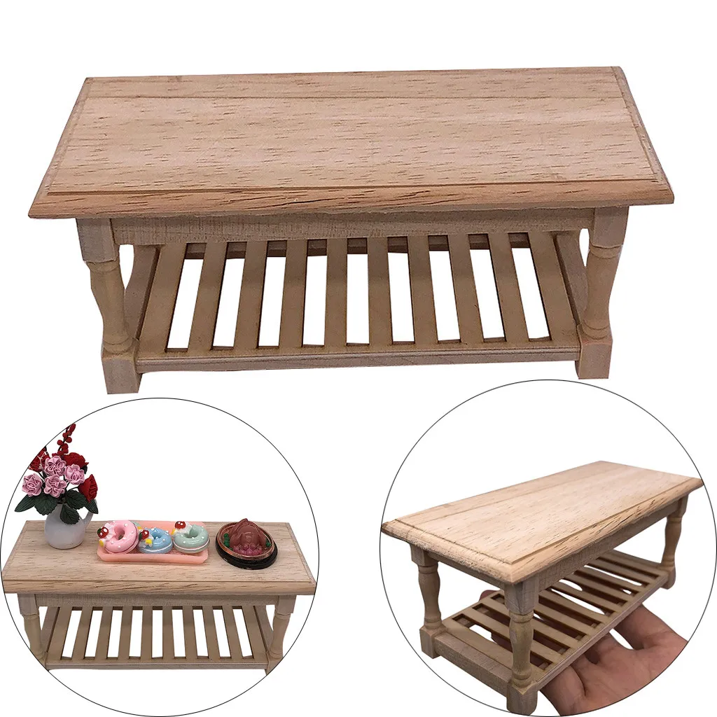 

1:12 doll house plain coffee table Mini Dollhouse Furniture Miniature Wooden Tea Table Mini Dollhouse Furniture T808