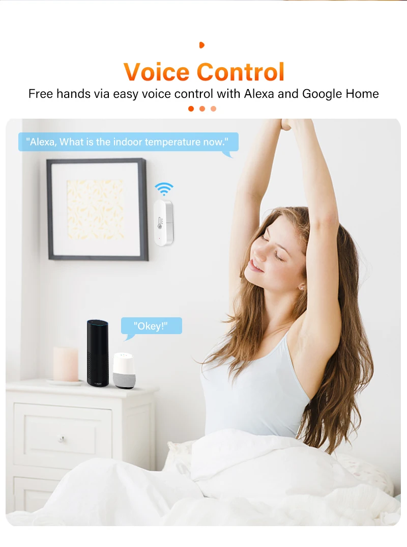 Tuya ZigBee Smart Temperature And Humidity Sensor Battery Powered Smartlife APP Remote Control Works With Alexa Google Assistant