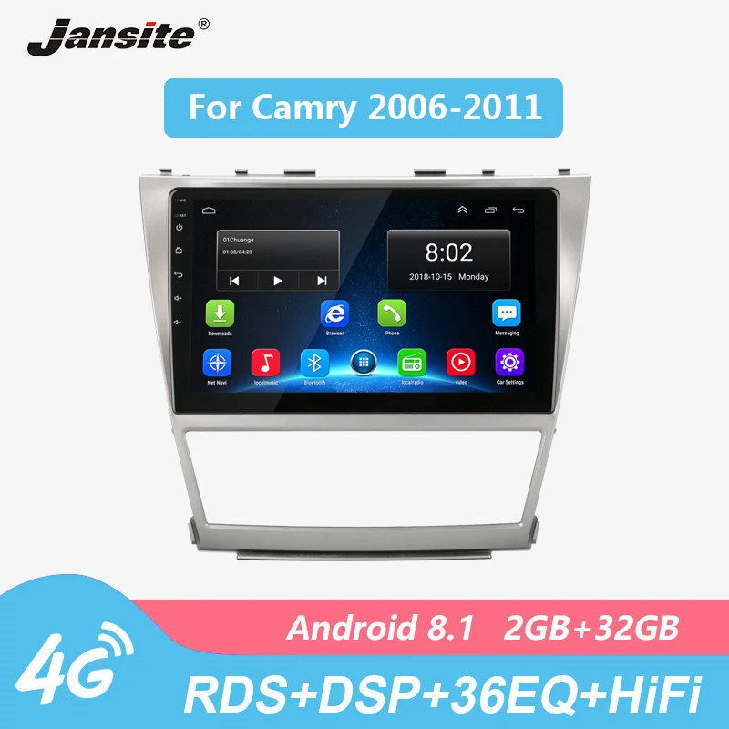 

Jansite 2G+32G 10" Car Radio player For Toyota Camry 2006-2011 RDS Wifi Android Touch screen multimedia video players with Frame