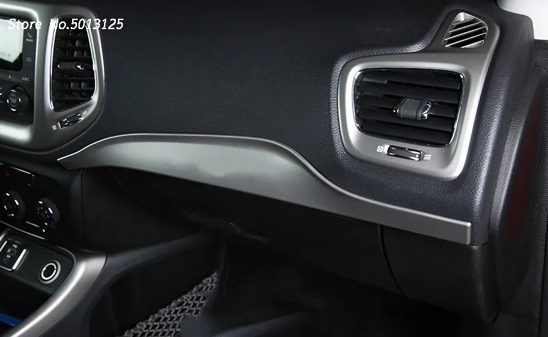 Автомобильная центральная консоль Co-pilot отделка для Jeep Compass внутренние наборы Copilot украшение боковой панели - Цвет: Silver