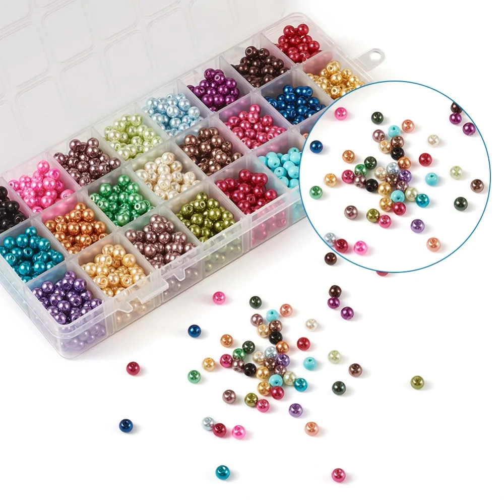 6 мм 8 мм круглые стеклянные жемчужные бусины нити перламутровые для ювелирных изделий ожерелье аксессуары для изготовления браслетов смешанные цвета отверстие: 1 мм