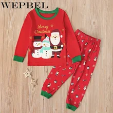 WEPBEL/Рождественский наряд; детская одежда; топ с рисунком снеговика для мальчиков+ штаны; Рождественская семейная одежда; пижамы; Изысканная одежда для детей