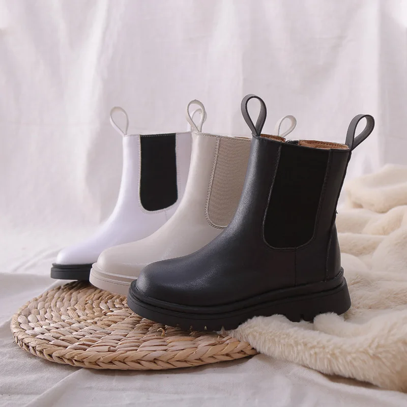 

PU Leather School Boy Shoes Fashion Snow Boots 2020 Kids girls White Martin Boots Children Chelsea Boots Casual Autumn Winter