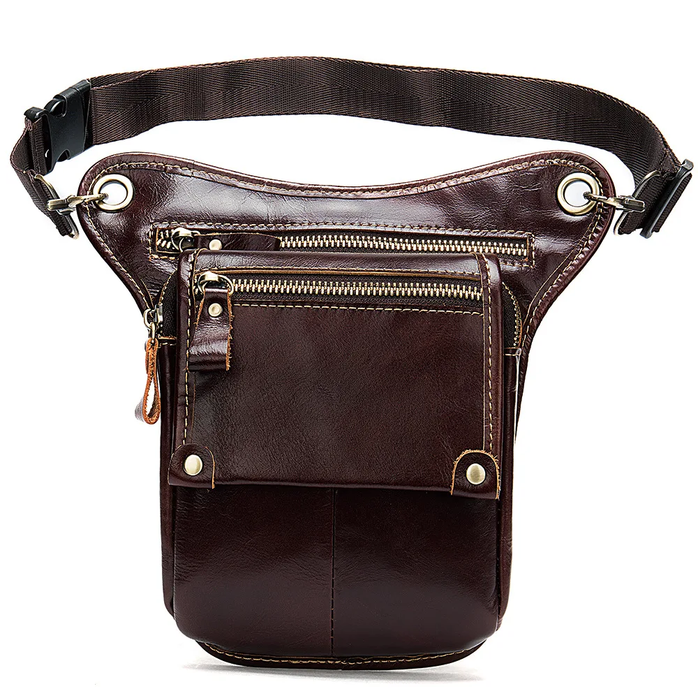 Бренд GO-LUCK, натуральная кожа, мужские сумки через плечо, мужская сумка-мессенджер, мужская сумка на талию, бедра, ноги, пистолет, сумки для сотового телефона - Цвет: Red brown