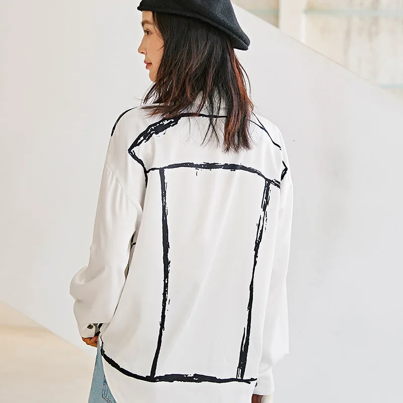 Г. Рубашка с длинными рукавами для девочек осенне-зимняя новинка, дизайн, Женская Повседневная однобортная рубашка с отворотом и принтом, 19B-a615