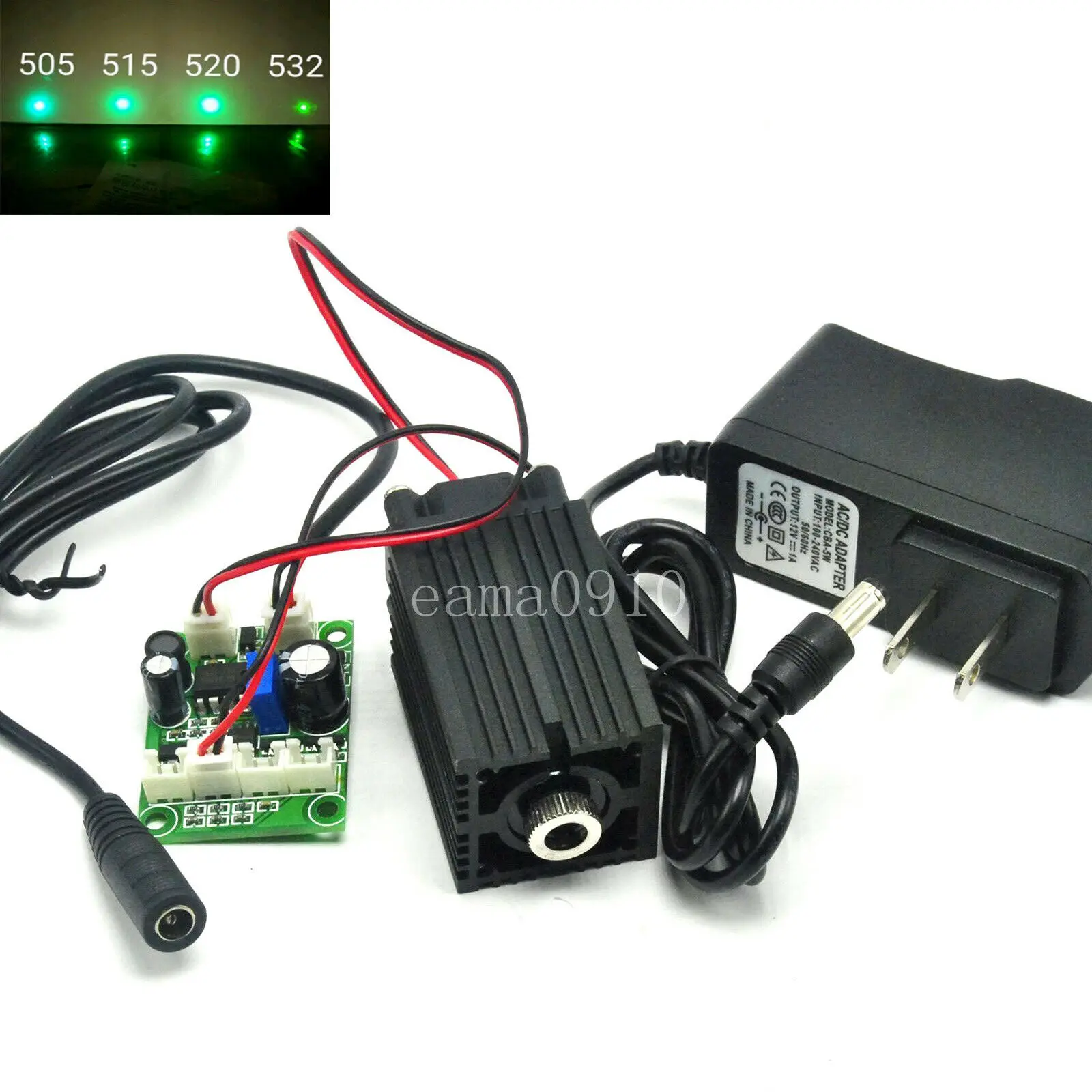 90mW 515nm 520nm Grass Green Dot Laser Didoe Module Long Working w/ 12V Adapter