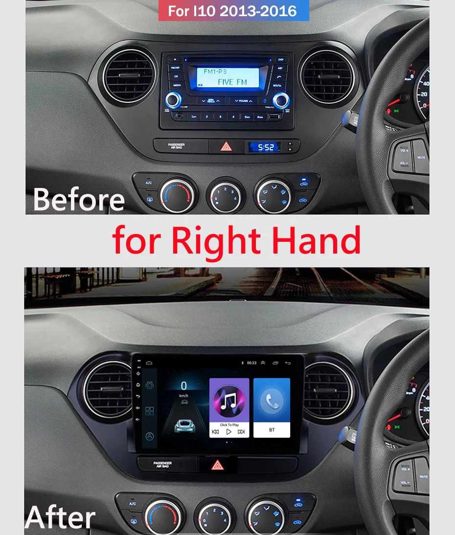 Для hyundai i10 2013- RHD автомобильный Радио Мультимедиа Видео плеер навигация gps Android 8,1 аксессуары SWC BT wifi седан без dvd