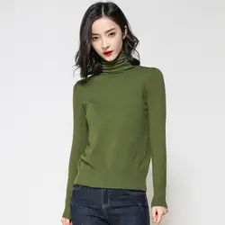 Длинный рукав женский вязаный свитер с высоким воротником повседневные женские пуловеры зима осень тонкие свитера Обтягивающий джемпер