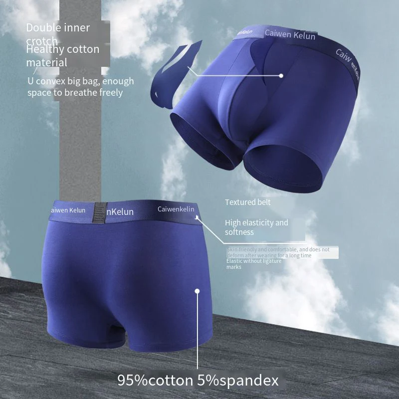 4 Pcs Gift Box Men's Breathable Underwear Boxer BriefsPure CottonSeamless Ultra-thin Breathable Antibacterial Trend Boxer Shorts
