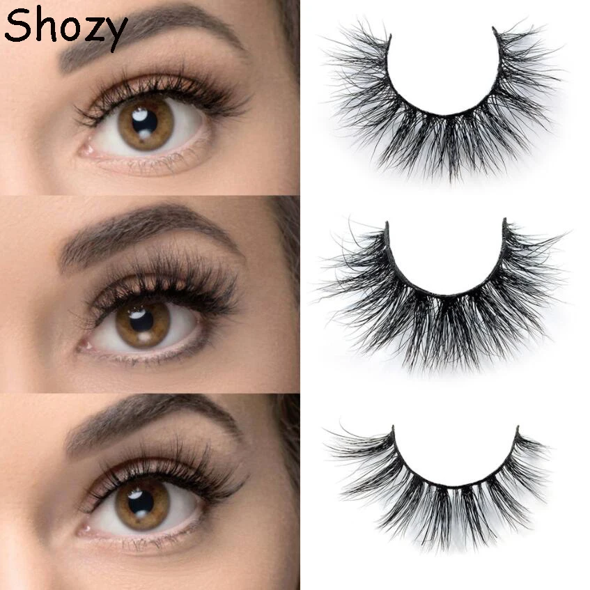 

Shozy 3 pairs 3D mink eyelashes natural long false eyelashes extension for makeup mink lashes with eyelashes applicator