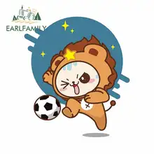 EARLFAMILY 13cm x 8.1cm Playing Football Lion Funny Car Stickers RV VAN 3D DIY Fine Decal Vinyl Wrap Bumper Trunk Truck Graphics