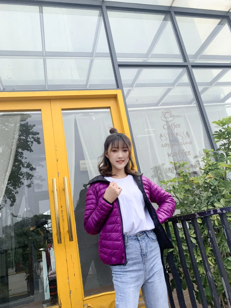 New Style Autumn And Winter Warm Slim Fit Slimming Stand Collar Double-sided Wear Thin down Jacket Women's Short Coat Rever