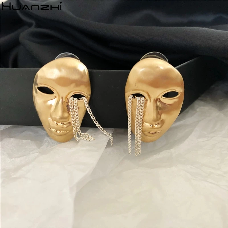 Metal Stud Earrings Metal Face Mask Metal Jewelry 2023 New