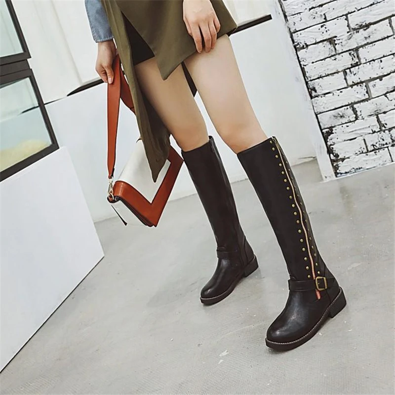 

2020 new Korean version of the thick with high-heeled sexy boots side zipper high boots belt buckle boots boots boots