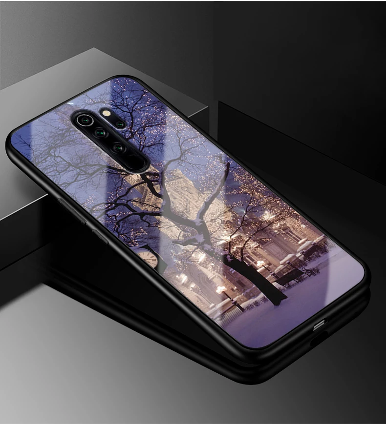Для Xiaomi Redmi Note 8 чехол PC Пластиковый стеклянный чехол для телефона черный ТПУ бампер чехол для Xiaomi Redmi Note 8 Pro Чехол Redmi Note8
