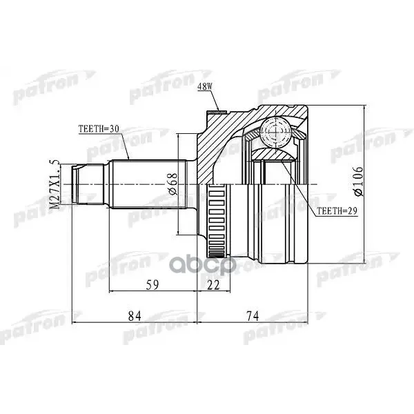 Шрус Наружный С Кольцом Abs Задний 30x68x29 Abs:48t Land Rover Range Rover Iii 02-12 PATRON арт. PCV1100
