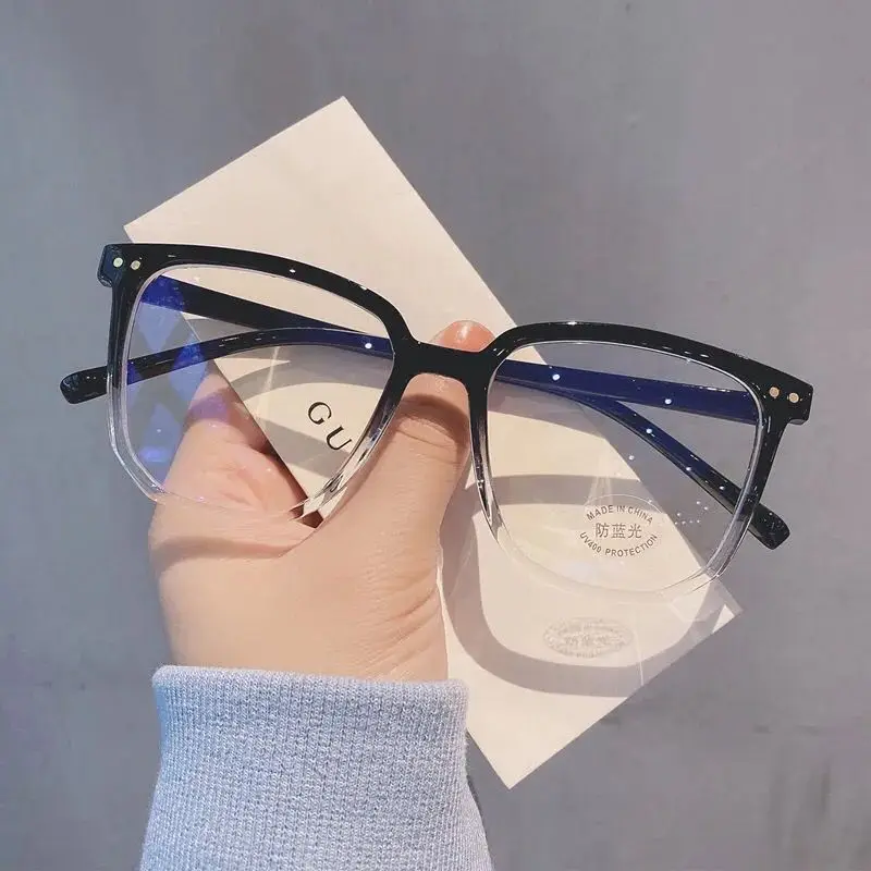 Qutzzmnd Retro Men' s Women Big Frame Anti Blue Light Reading Glasses Fashion Optical Myopia Blocking Eyewear 2022 New clear blue light glasses