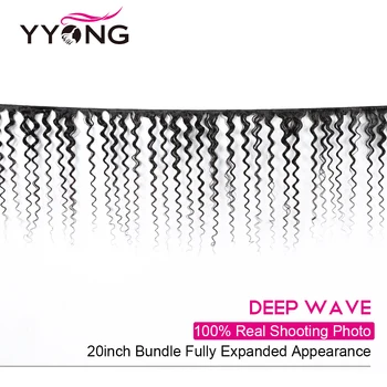 Yyong Hair 3/4 Brazilian Deep Wave Bundles With Frontal 100% Remy Human Hair Weave Bundles With 13x4 Lace Frontal Can Be Dyed 2