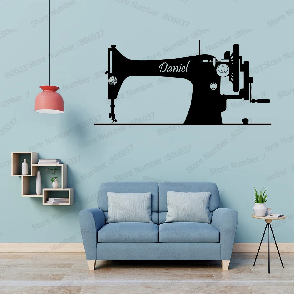 Nombre De La Personalidad De Costura Textos Vinilo Pegatina Para Pared Con Frase Ropa Tienda Decoracion De La Maquina De Coser Pared Poster Decoracion Wl607 Adhesivos Para Pared Aliexpress