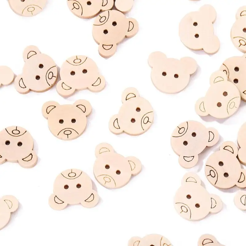 100pcs/bag Wooden Cartoon Buttons Handmade DIY Sewing Craft Scrapbooking Decor for DIY Baby Apparel Accessories Decoration - Цвет: 2