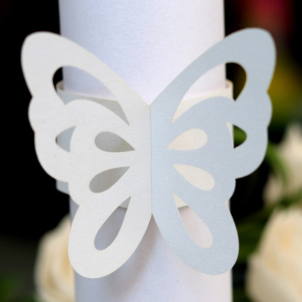 50 шт красивая в форме бабочки бумажные держатели-колечки для салфеток Свадебные вечерние букеты для украшения стола полезные ресторанные кольца для салфеток