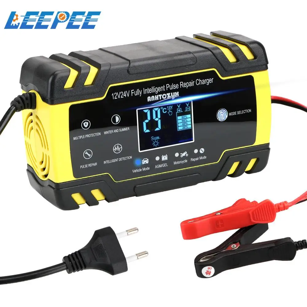 12v-24v 8a Full Automatic Car Battery Charger Pulse Repair Digital Lcd ...