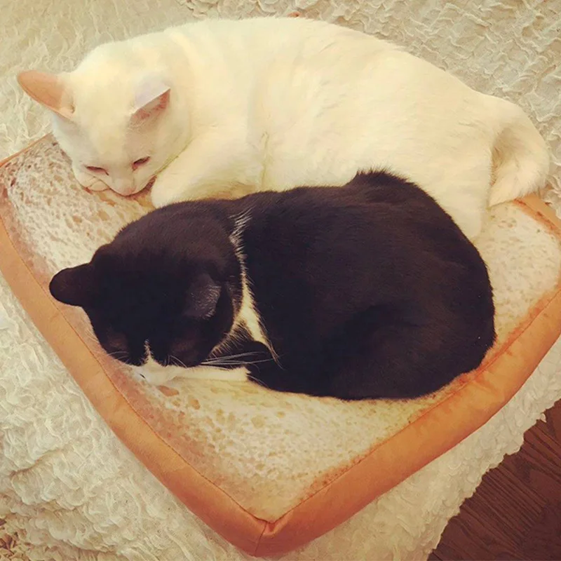  Newly Bread Cats Bed Toast Bread Slice Style Pet Mats Cushion Soft Warm Mattress Bed for Cats Dogs 