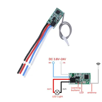 

433 Mhz 1CH RF Relay Receiver Universal Wireless Remote Control Switch Micro Module LED Light Controller DC 3.6V-24V DIY